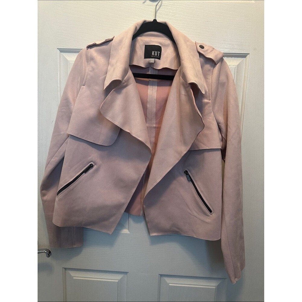 Kut from the Kloth Pale Pink Suede Moto Jacket